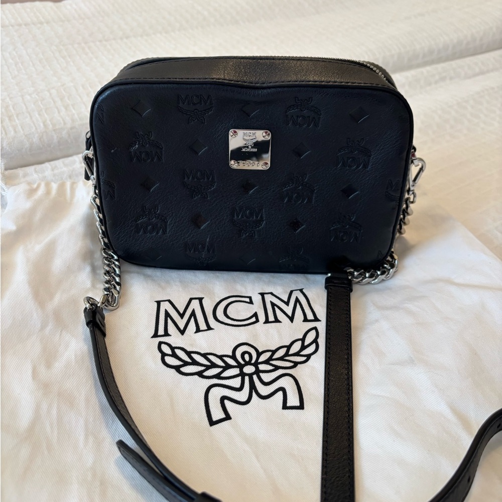 MCM Black Leather Camera Bag